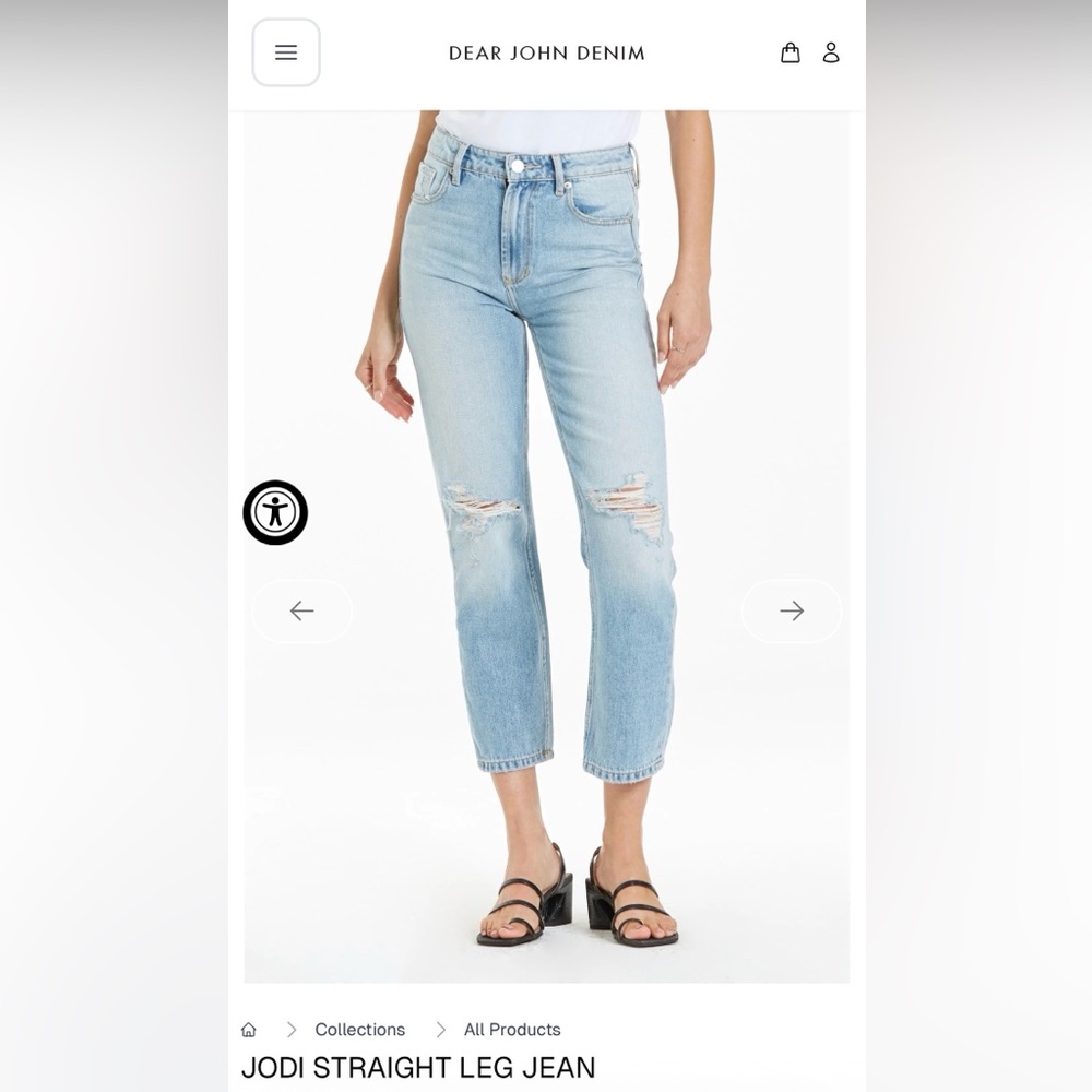 Dear John Light Blue Straight Leg Jeans with Knee Distress